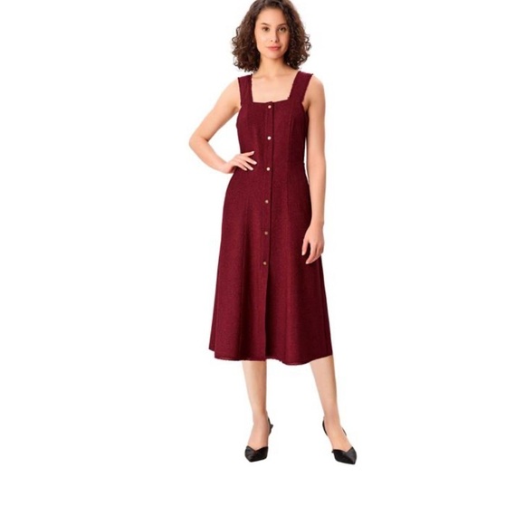 eShakti Cross-Hatch Suiting A-Line Dress 2 - Picture 1 of 9